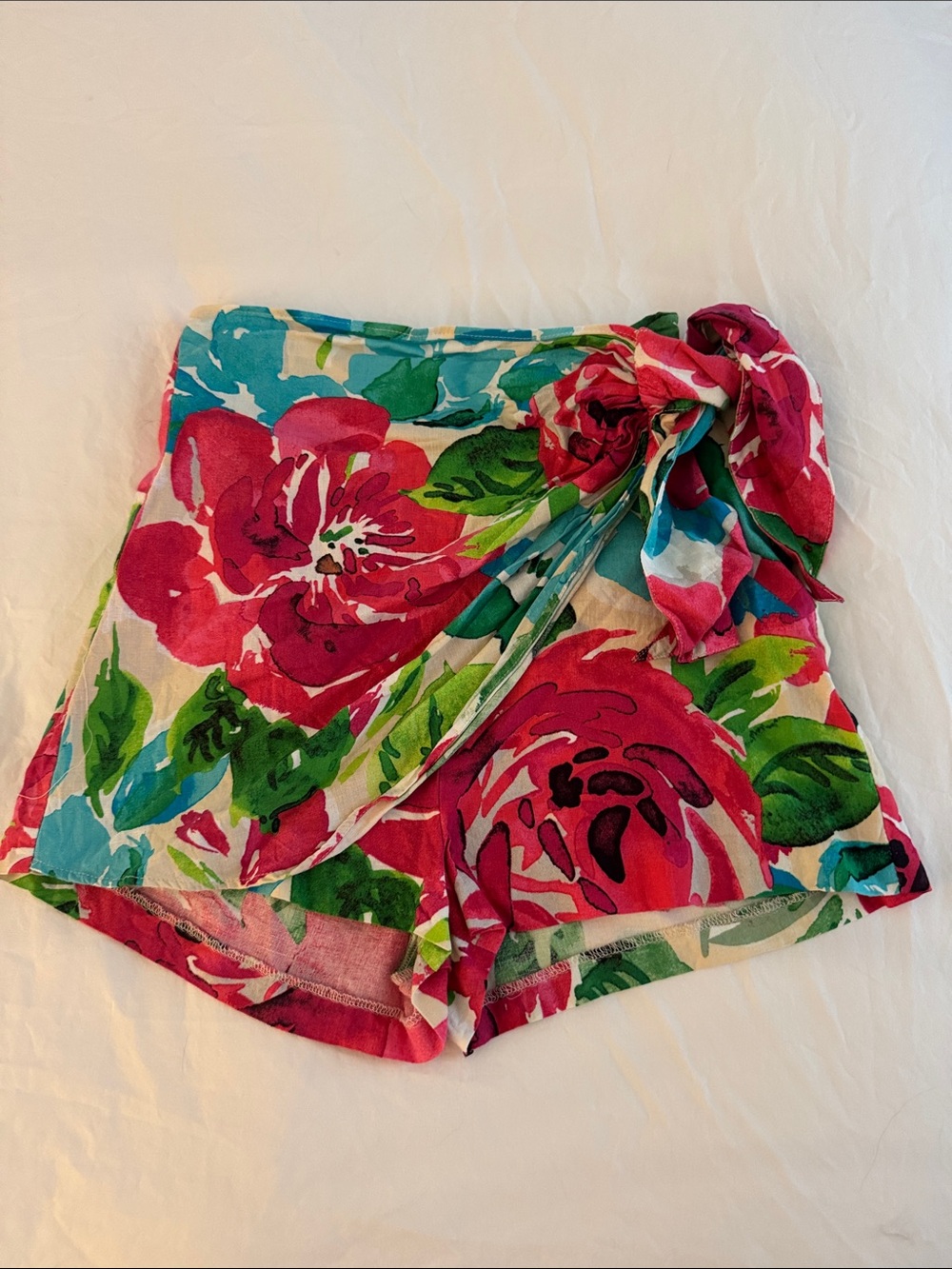 Zara Pink & Green Floral Wrap Skort
